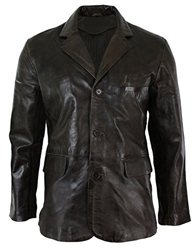 Infinity Leather Herren Lederjacke Braun 100% Echtleder 2 Knopf Design Blazer von Infinity Leather