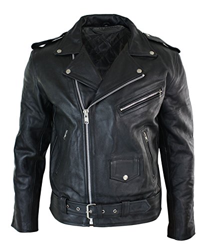 Infinity Leather Herren Lederjacke Schwarz Original Rindsleder Quer Reißverschluss Motorradjacke Brando Biker Echtleder Jacke - 6XL von Infinity Leather