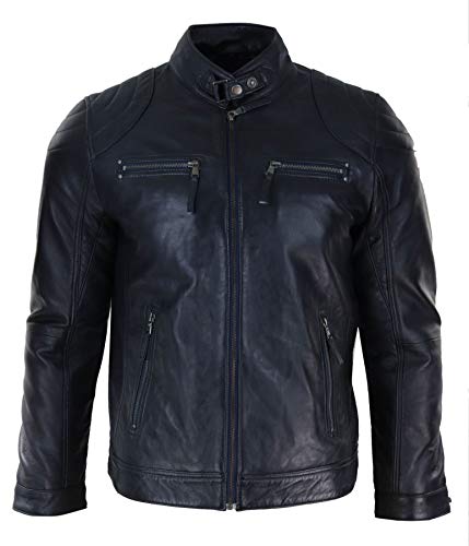 Infinity Leather Herren Lederjacke aus echtem Leder, klassischer Stil, Kurze Passform, leicht, lässig Gr. X-Large, Schwarz von Infinity Leather