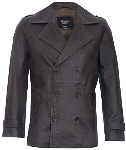 Infinity Leather Herren PEA Mantel Lederjacke Braune Dr Who German Marine L von Infinity Leather