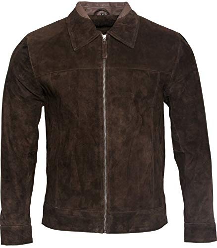 Infinity Leather Herren Retro Braun 100% Ziegenleder Wildleder Harington Radfahrer Jacke 2XL von Infinity Leather