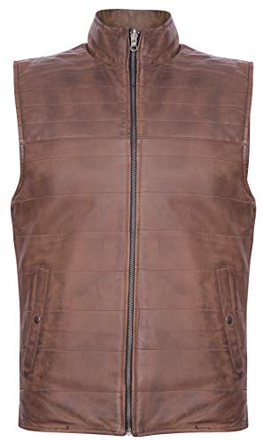 Infinity Leather Herren Schwarz Braun Wendbare Leder Puffer Körperwärmer Gepolsterte Weste Gilet 5XL von Infinity Leather