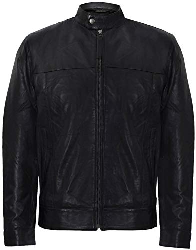 Infinity Leather Herren Schwarz Echt Soft Echtes Leder Classic Kragen Harrington Jacke 3XL von Infinity Leather