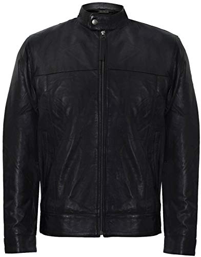 Infinity Leather Herren Schwarz Echt Soft Echtes Leder Classic Kragen Harrington Jacke XL von Infinity Leather