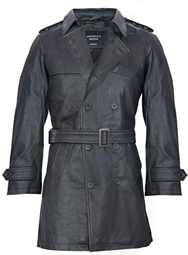 Infinity Leather Herren Schwarz German Military WW2 Jahrgang Lange Regenmantel Echtlederjacke 3XL von Infinity Leather