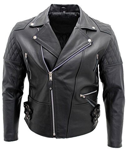 Infinity Leather Herren Schwarz Motorradfahrer reales Rindlederjacke 5XL von Infinity Leather