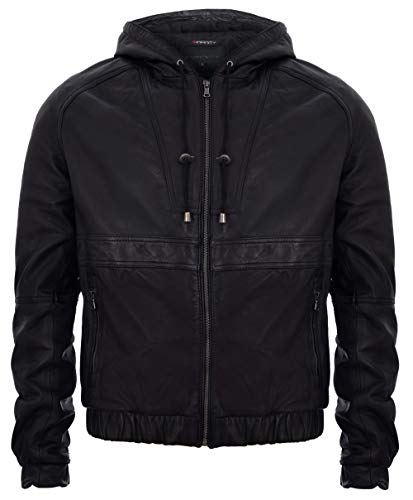 Infinity Leather Herren Schwarze Bikerjacke Aus Leder Mit Nappaleder Und Kapuze M von Infinity Leather