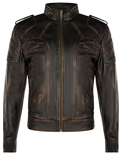Infinity Leather Herren Schwarze Leder Bikerjacke Jahrgang Brando Motorrad Gesteppte Modejacke XL von Infinity Leather