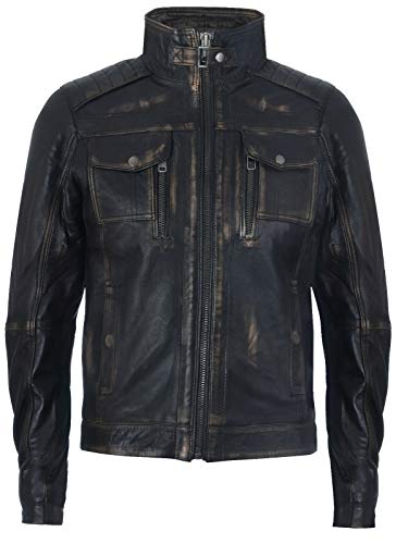 Infinity Leather Herren Schwarze Rennfahrer Jahrgang100% Leder Bikerjacke Distressed Motorrad 2XL von Infinity Leather