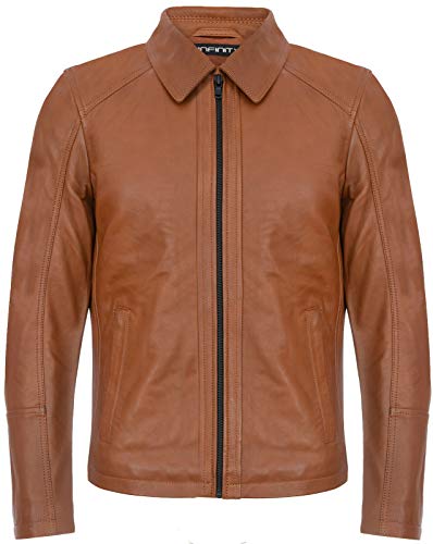 Infinity Leather Herren Smarte Bräunen Klassisch Leder Harrington Bikerjacke 2XL von Infinity Leather