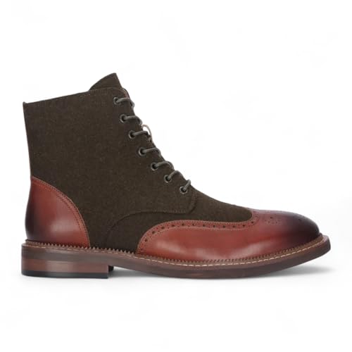 Infinity Leather Herren-Stiefeletten aus khakibraunem Brogue-Leder – Clifford von Infinity Leather