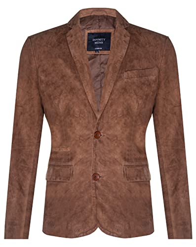 Infinity Leather Herren Veloursleder Bräunen Blazer Jacke Weicher Echter Italienischer Ledermantel von Infinity Leather