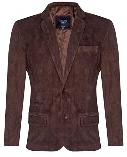 Infinity Leather Herren Veloursleder Braun Blazer Jacke Weicher Echter Italienischer Ledermantel von Infinity Leather
