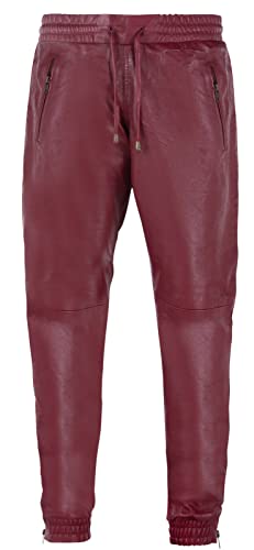 Infinity Leather Herrenhose 100% Echtleder Burgund Vintage Nappa Leder Jogging Sport Design 30 von Infinity Leather