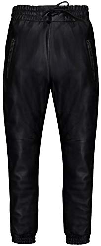 Infinity Leather Herrenhose 100% Echtleder Schwarz Nappa Leder Jogging Sport Design 30 von Infinity Leather