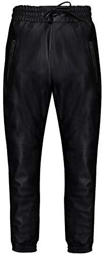 Infinity Leather Herrenhose 100% Echtleder Schwarz Nappa Leder Jogging Sport Design 40 von Infinity Leather