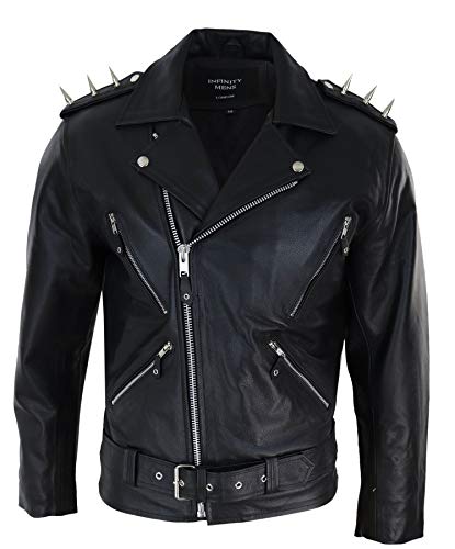 Infinity Leather Herrenjacke 100% Echtleder Brando Biker Design Motorrad Jacke Klassisch - schwarz XXL von Infinity Leather