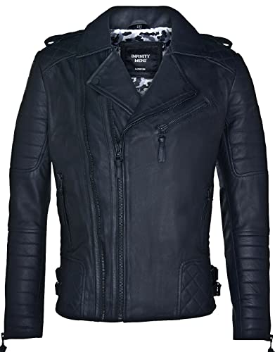 Infinity Leather Herrenjacke 100% Echtleder Brando Biker Design Steppjacke Legerer Stil XS von Infinity Leather