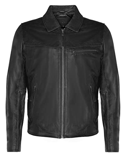 Infinity Leather Herrenjacke 100% Echtleder Schwarz Bomber Design Klassischer Harrington Rindsleder L von Infinity Leather