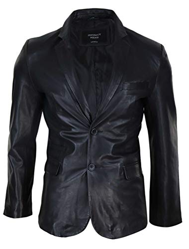 Infinity Leather Herrenjacke 100% Echtleder Slim Fit Schwarz Vintage Retro Design - schwarz L von Infinity Leather