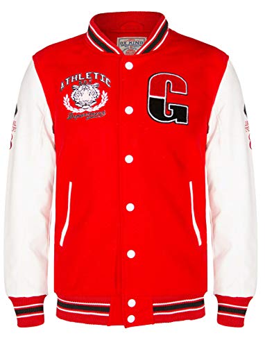 Infinity Leather Herrenjacke College Baseball Still Baumwolle Wolle Rot Kunstleder Ärmel Bomber Design von Infinity Leather