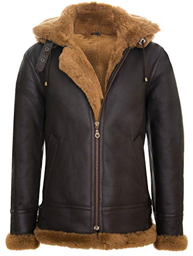 Infinity Leather Herrenjacke Echtleder Schaffell Aviator Piloten Design Bomber B3 Still Braun Ingwer von Infinity Leather