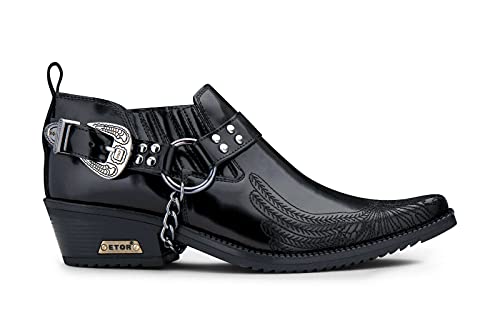 Infinity Leather Herrenschuhe Echtleder Tanzen Cowboy Design Metalkette Adlermuster von Infinity Leather