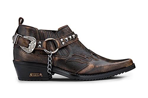 Infinity Leather Herrenstiefel Echtleder Cowboy Tanzen Schuhe Metalschnalle Krokodilmuster Punk RCK Still von Infinity Leather