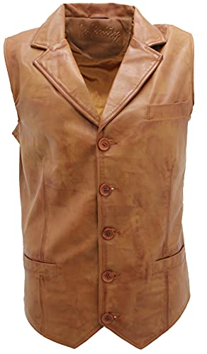 Infinity Leather Herrenweste 100% Echtleder Holzbraun Party Mode Design Gilette XL von Infinity Leather