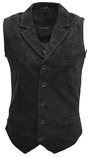 Infinity Leather Herrenweste 100% Echtleder Schwarz Wildleder Gilette Biker Design 3XL von Infinity Leather