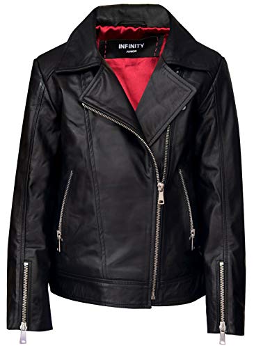 Infinity Leather Kinderjacken Mädchen Designer Schwarz 100% Lederjacke Zip Up der Motorradfahrer Mäntel 3-4 von Infinity Leather