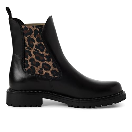 Infinity Leather Klassische Chelsea-Stiefeletten aus Schwarzem Leder mit Leopardenmuster Für Damen Infinity Leather Klassische Chelsea-Stiefeletten aus Schwarzem Leder mit Leopardenmuster Für Damen von Infinity Leather