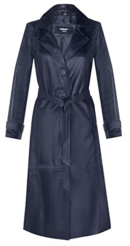 Infinity Leather Klassischer Trenchcoat aus Schwarzem Leder in Voller Länge für Damen Schwarz Infinity Leather Klassischer Trenchcoat aus Schwarzem Leder in Voller Länge für Damen Schwarz von Infinity Leather