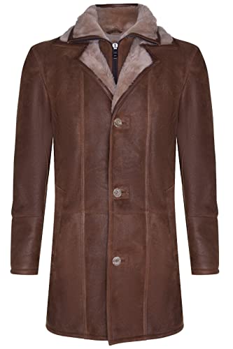Infinity Leather Klassischer Trenchcoat aus braunem Schafsleder für Herren 5XL von Infinity Leather
