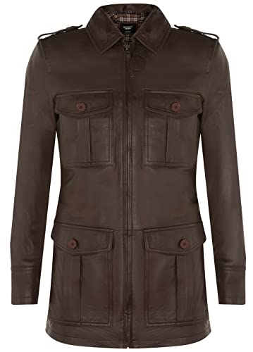 Infinity Leather Lässiger Braun Parka Safari-Trenchcoat Für Herren Mit mehreren Taschen und Reefer-Jacke 5XL von Infinity Leather