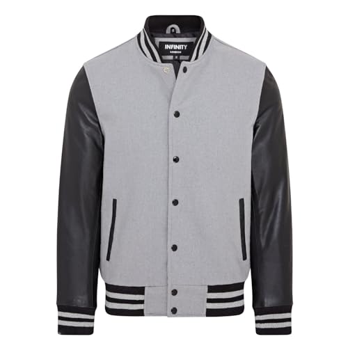Infinity Leather Letterman Baseball Varsity-Bomberjacke aus Grauem Wolle und Schwarzem Leder Infinity Leather Letterman Baseball Varsity-Bomberjacke aus Grauem Wolle und Schwarzem Leder von Infinity Leather