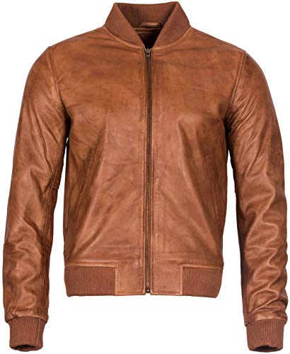 Infinity Leather Männer Bräunen Ziege Wildleder Bomber Varsity Jacke XL von Infinity Leather