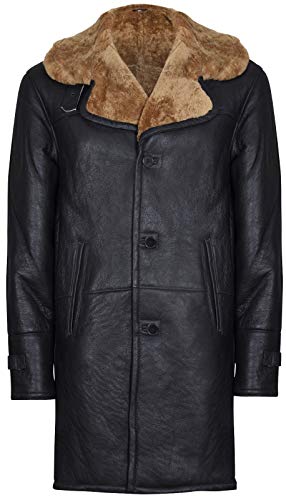 Infinity Leather Männer Braun Lang Echt Shearling Ingwer Schaffell Leder Mantel mit Gürtel 3XL von Infinity Leather