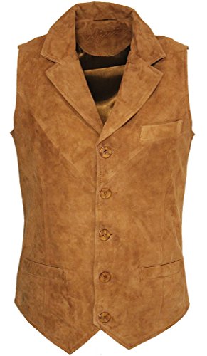 Infinity Leather Männer Glatte Ziegen-Veloursleder Classic Smart Bräunen Leder Weste 4XL Infinity Leather Männer Glatte Ziegen-Veloursleder Classic Smart Bräunen Leder Weste 4XL von Infinity Leather