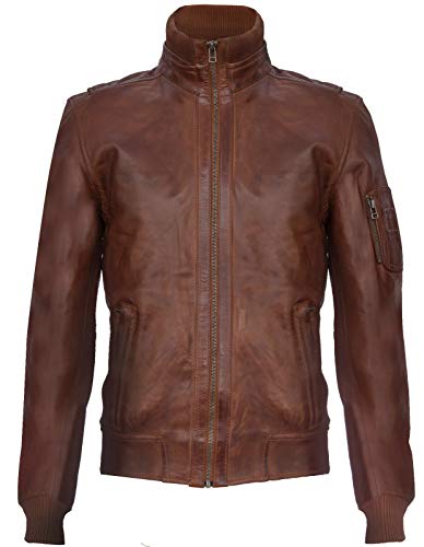 Infinity Leather Männer Nappaleder Bräunen Schlank Varsity Bomberjacke 3XL von Infinity Leather