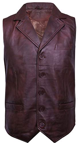 Infinity Leather Männer Schick Conker Braun Jahrgang Leder Weste 5XL von Infinity Leather