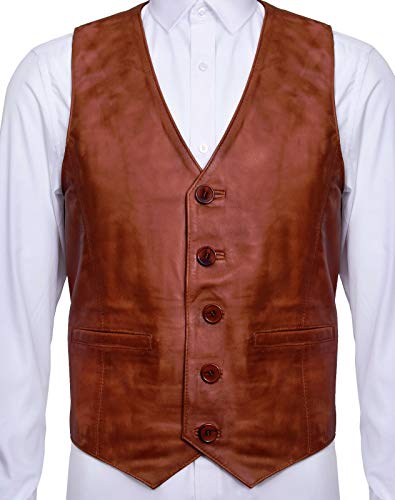 Infinity Leather Männer Ziege Wildleder Klassisch Smart Bräunen Leder Weste 3XL von Infinity Leather