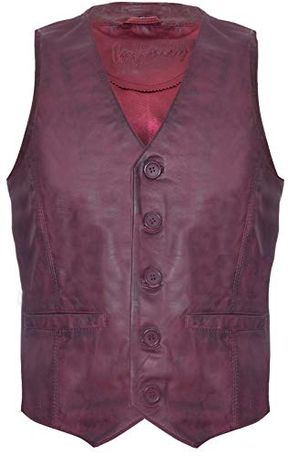 Infinity Leather Männer Ziege Wildleder Klassisch Smart Burgund Leder Weste 5XL von Infinity Leather