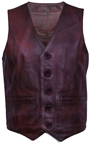 Infinity Leather Männer Ziege Wildleder Klassisch Smart Conker Braun Leder Weste 2XL von Infinity Leather