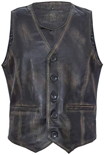 Infinity Leather Männer Ziege Wildleder Klassisch Smart Schwarze Leder Weste 2XL von Infinity Leather