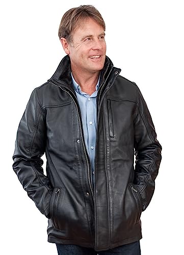 Infinity Leather Männer von mittlerer Länge Klassische Warm schwarzen Lederjacke 5XL von Infinity Leather