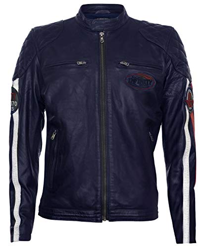 Infinity Leather Marine Leder Motorrad Rennen Mode Motorradjacke Mit Weißen Streifen und Abzeichen 2XL Infinity Leather Marine Leder Motorrad Rennen Mode Motorradjacke Mit Weißen Streifen und Abzeichen 2XL von Infinity Leather