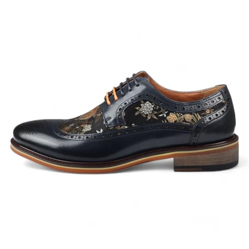 Infinity Leather Marineblaue Brogue-Schuhe aus Leder mit Blumenmuster für Herren - Ross Infinity Leather Marineblaue Brogue-Schuhe aus Leder mit Blumenmuster für Herren - Ross von Infinity Leather