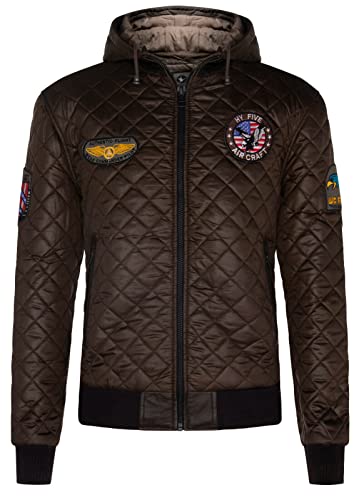 Infinity Leather Puffer Gepolsterte Braune Bomberjacke Mit Gesteppter Kapuze und Letterman-Abzeichen Für Herren M von Infinity Leather