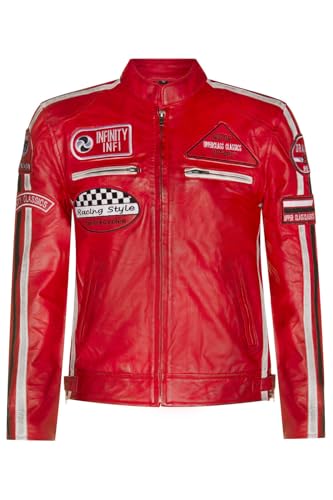 Infinity Leather Rot Herren Leder Biker Abzeichen, Rennen Motorradjacke 2XL von Infinity Leather